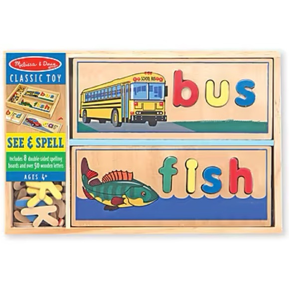 Melissa & Doug - See & Spell Wooden Puzzle Set - 3 & 4 Lettered Words - Picture 2 of 10
